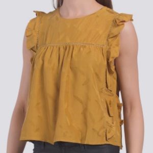 Knot Sisters Farrah Jacquard Ruffled Sleeve Blouse Top NWT